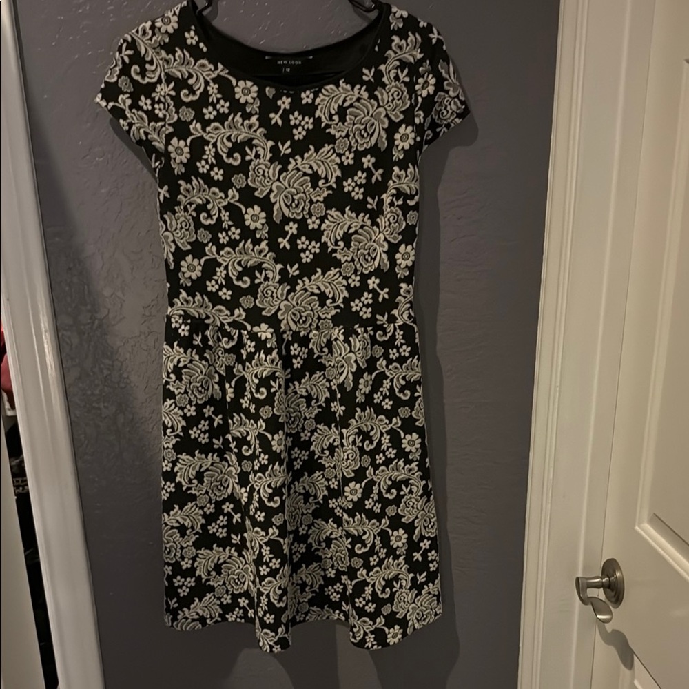 New Look Black and White Midi Dress